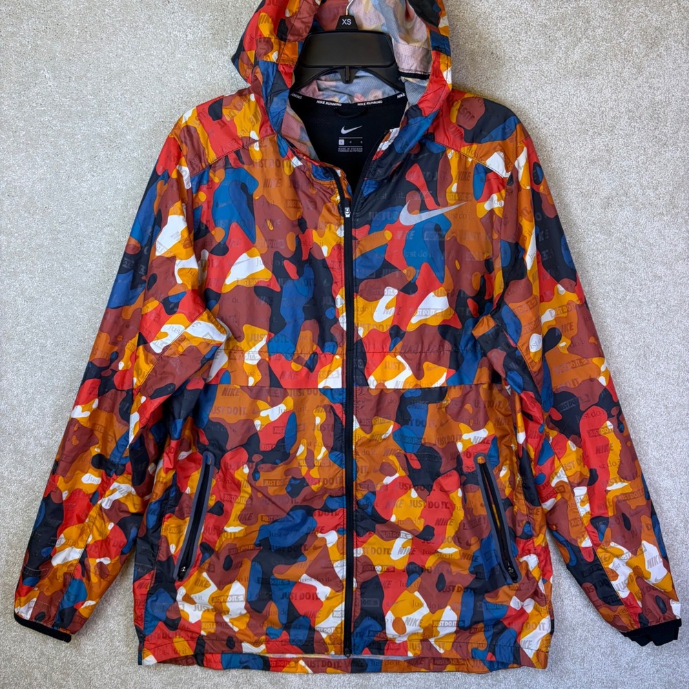 Nike Windrunner Jacket Mens Large Multicolor Camo AOP Just Do It Hooded Full Zip